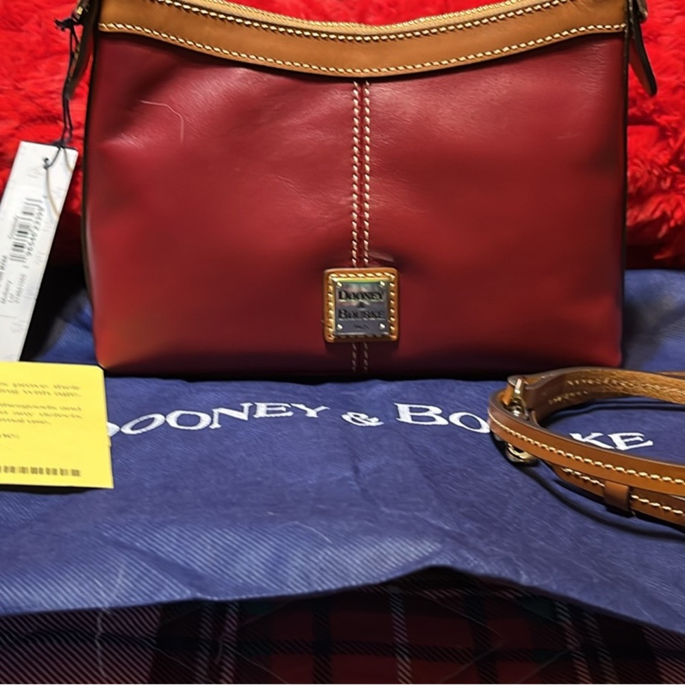 Dooney & Bourke Mulberry and Brown Shoulder Bag